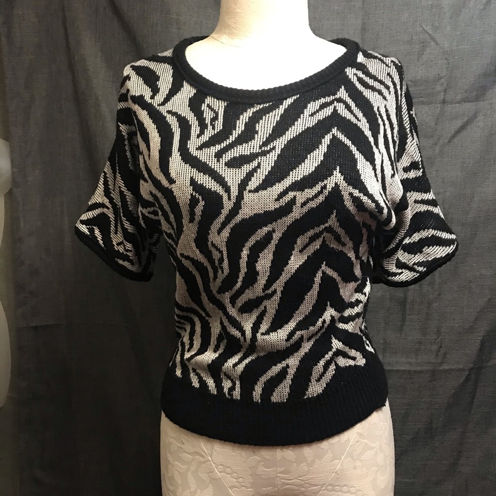 Western sportswear v neck zebra print sweater